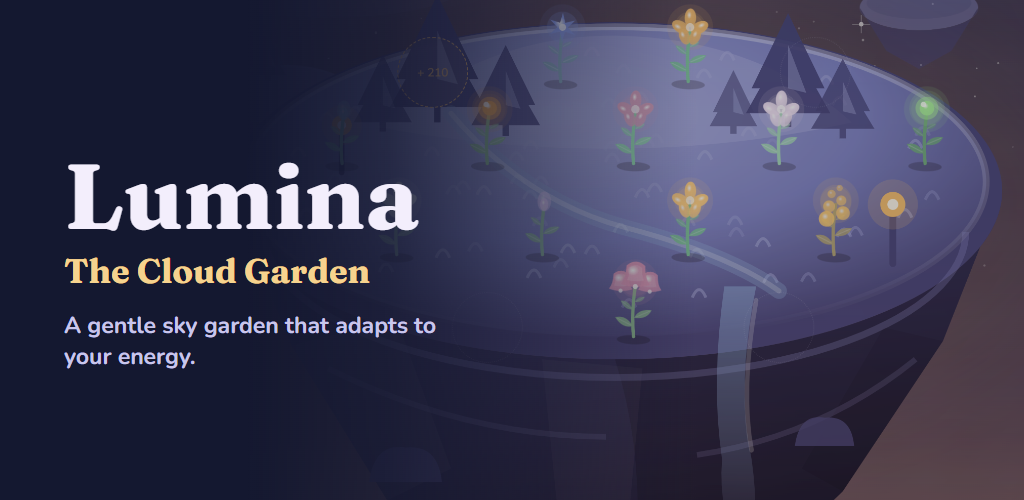 A floating island garden at dusk
